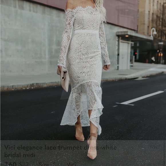 Dress The Population Off White Lace Trumpette Gown Dress Bohemian Festival S